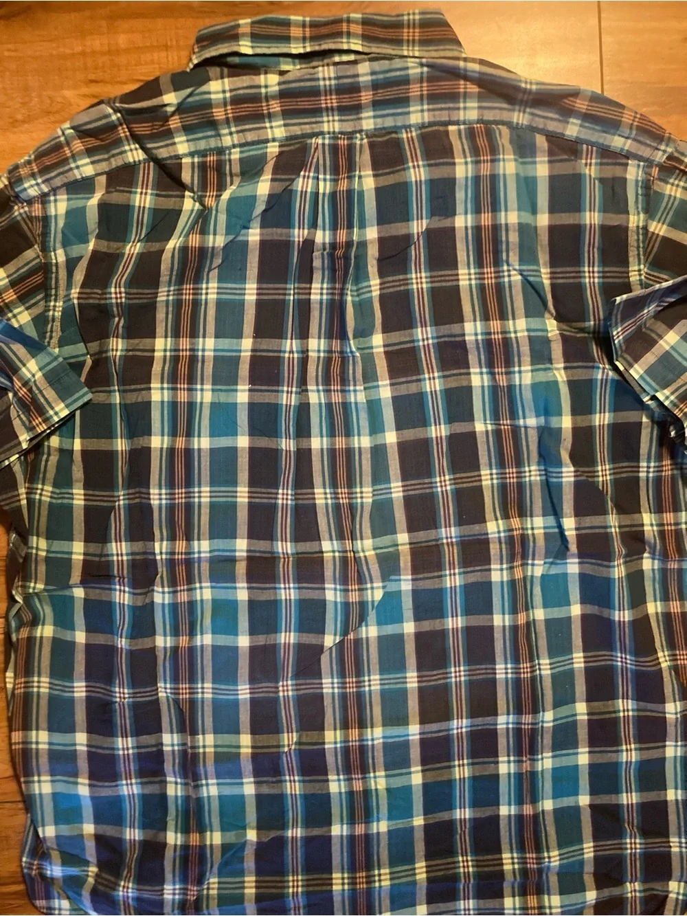 Ralph Lauren Blake Mens L Blue Plaid Button Down Shirt Purple Pony 100% Cotton